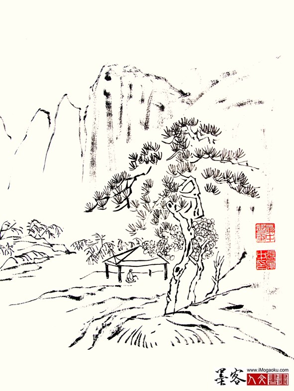 晏中手绘山水画墨稿2313W副本