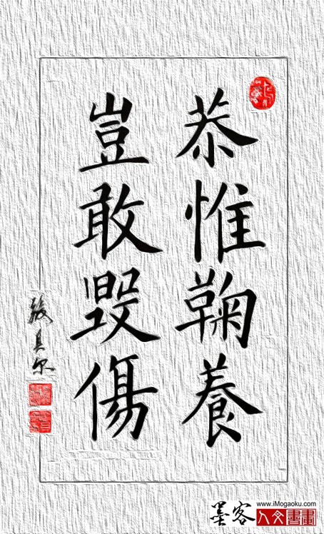 F张贝尔楷书《千字文》恭惟鞠养岂敢毁伤