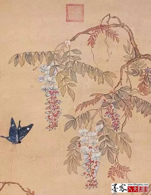 徐熙 蝴蝶紫藤图