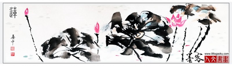 张彦中禅意国画《莲》2Am