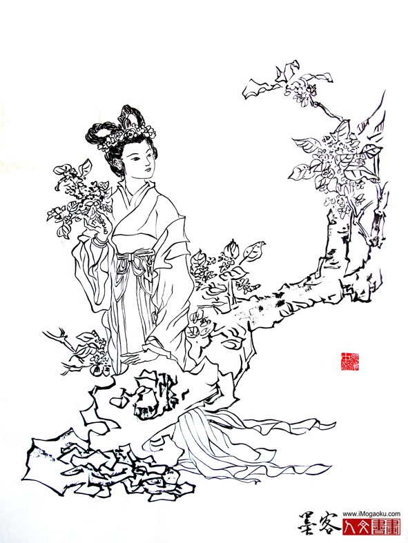 晏中临摹白描人物9186W