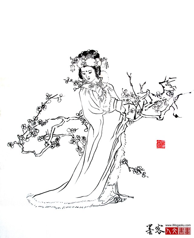 晏中临摹白描人物9190W
