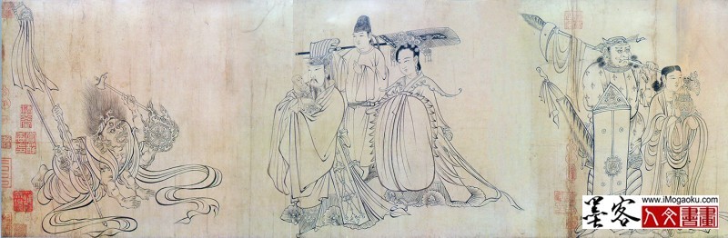 0039-B唐代- 吴道子 送子天王图 纸本35.5x338 日本大阪市立(局部)04w