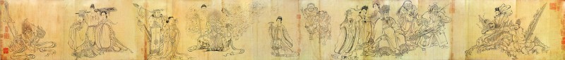 0039-B唐代- 吴道子 送子天王图 纸本35.5x338 日本大阪市立w