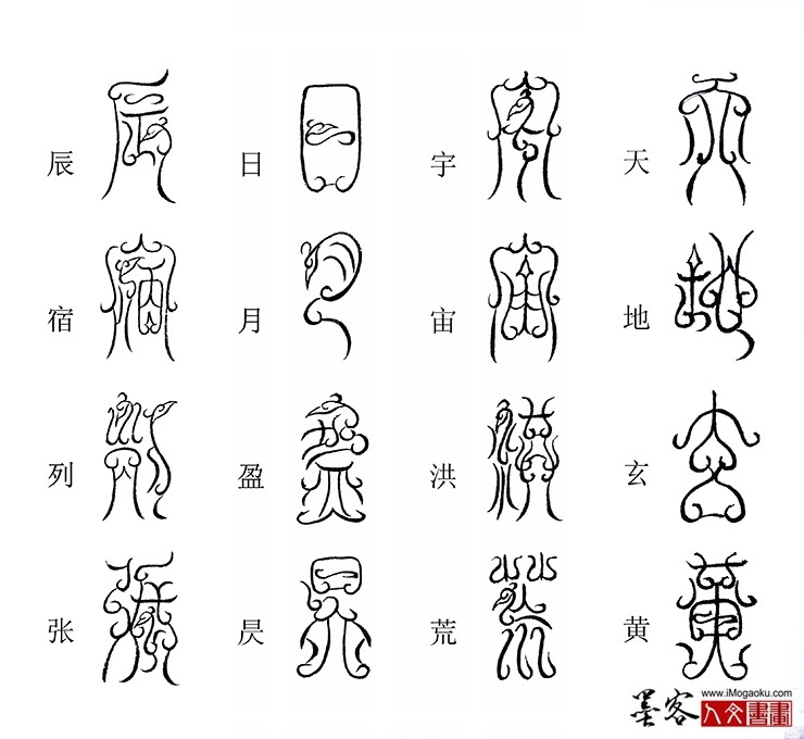 张彦中书法鸟虫篆《千字文》1 (天地玄黄)M